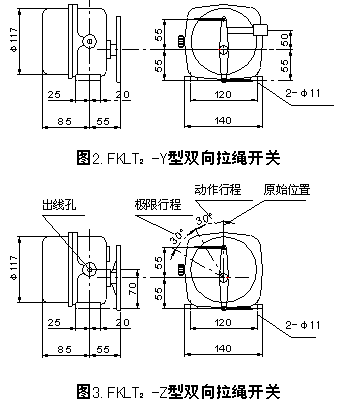 FKLT2-Y双向拉绳开关操作简便价格合理