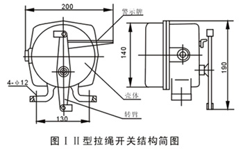 KLT2双向拉绳开关,KLT2-II、防爆双向拉绳开关往复式拉绳开关生产